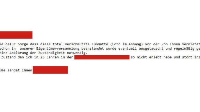 Email von unserem Vermieter.