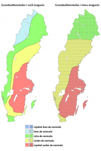 Karte mit den schwedischen Grundwasserniveaus.