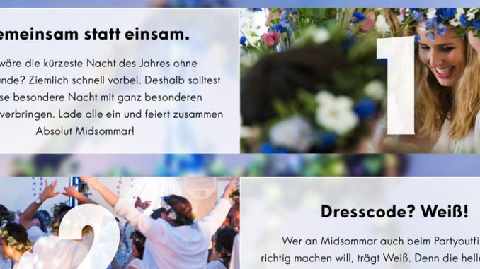 Die Midsommarregeln von Absolut Vodka.